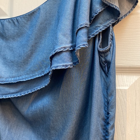 Michael Kors - chambray denim one shoulder ruffle top - Picture 5 of 6